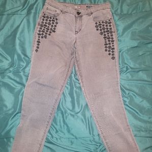 skinny leg embroided jeans